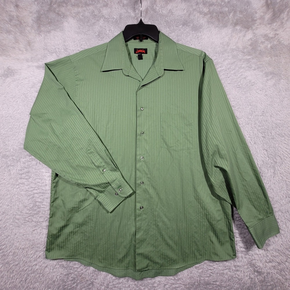 J. Garcia Button Shirt Mens XL Green Striped Long Sleeve Regular Fit *